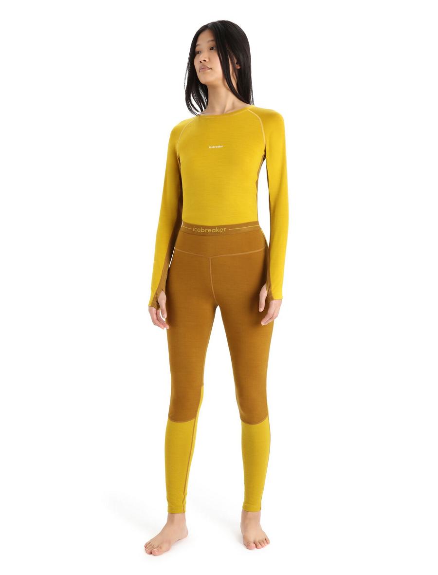 Clove / Silent Gold Women's Icebreaker 200 ZoneKnit™ Merino Leggings | USA 1526BEXC